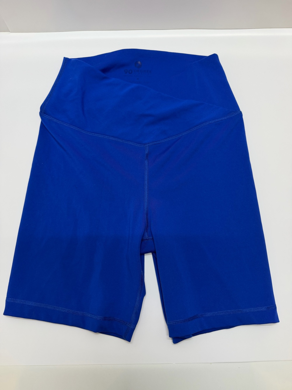 90 Degree By Reflex High-Waist Biker Leggings in Royal Blue